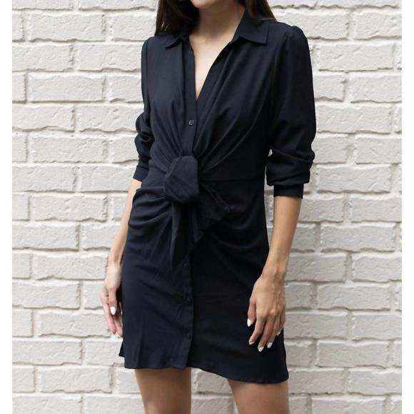 NEW THML amelia button up dress in black - Picture 3 of 4